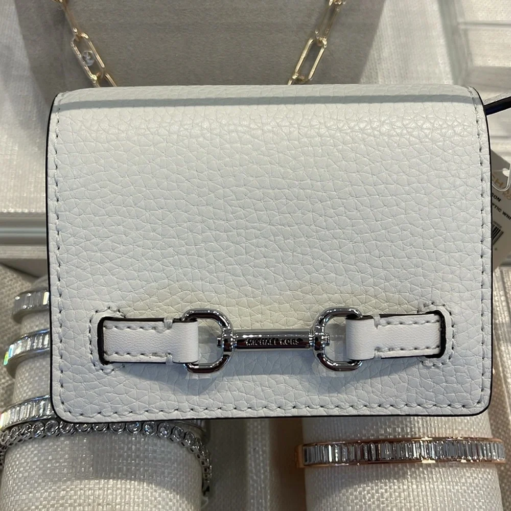 MICHAEL KORS Carson Small Pebbled Leather Wallet OPTIC WHITE NWT